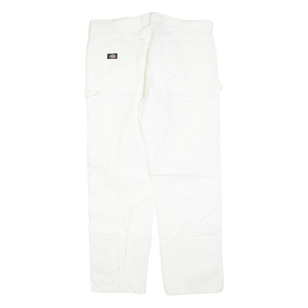 DICKIES Mens White Regular Fit Straight Denim Jeans W38 L32 Workwear Utility