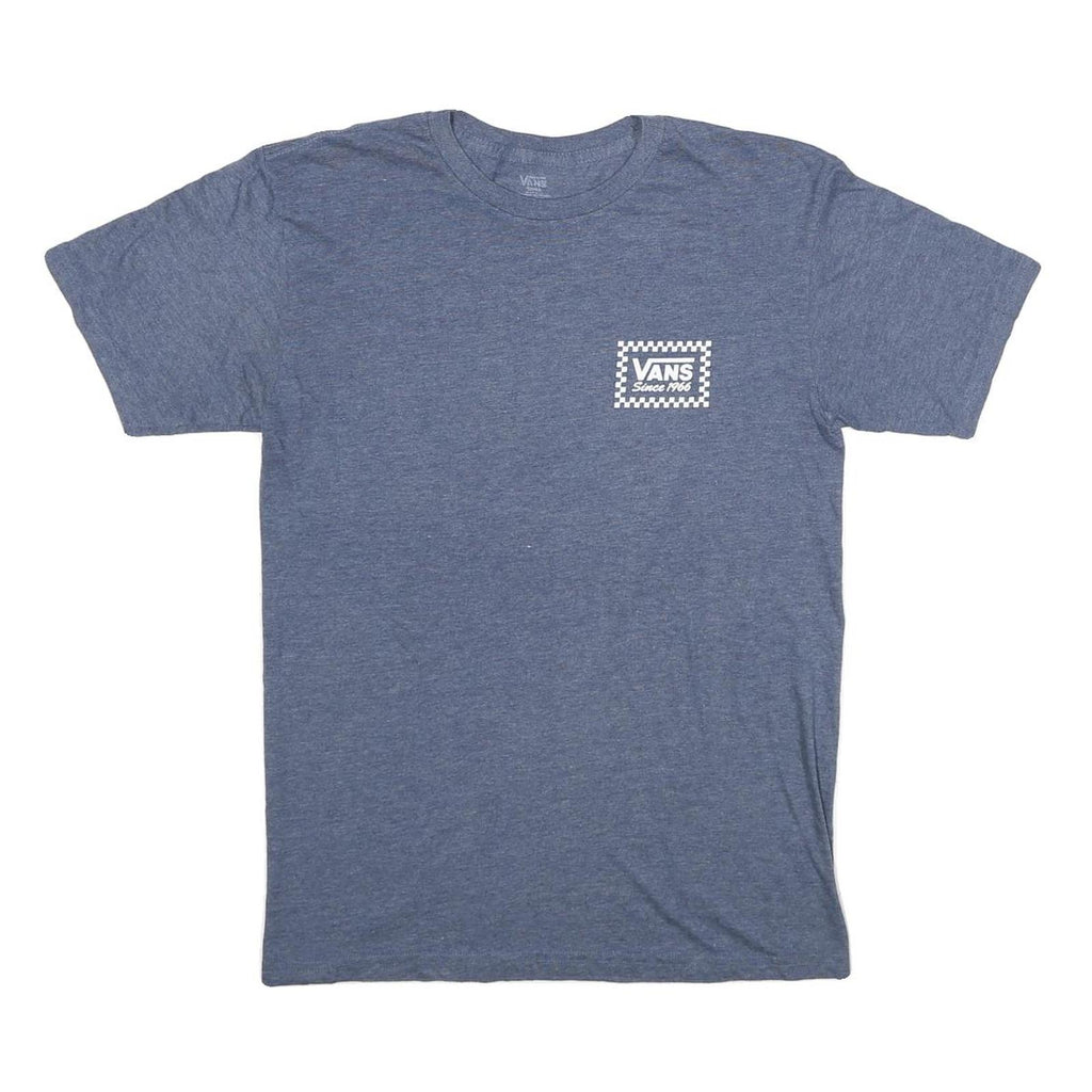 VANS Mens Blue Graphic T-Shirt S Short Sleeve Crew Neck Checkerboard Logo