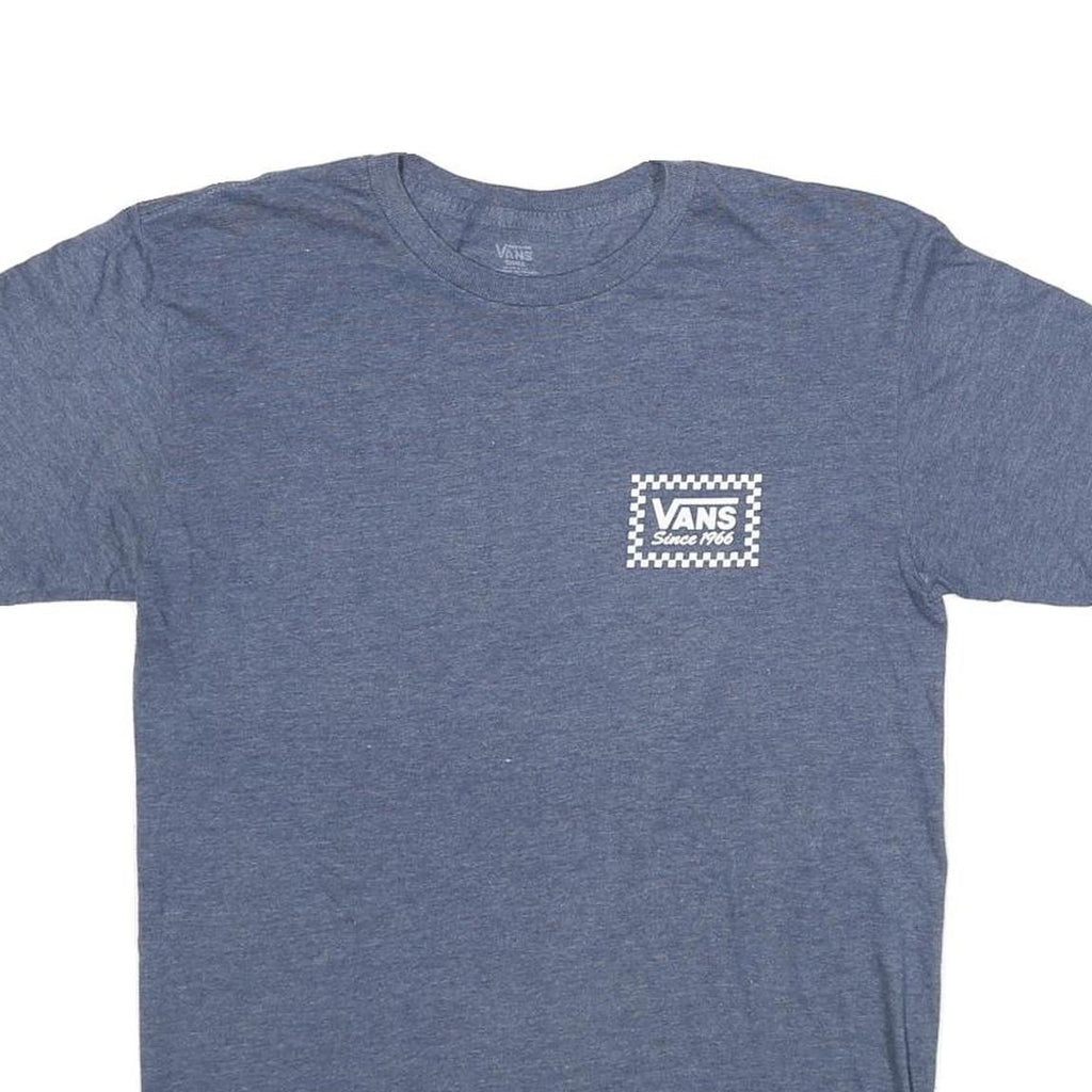 VANS Mens Blue Graphic T-Shirt S Short Sleeve Crew Neck Checkerboard Logo