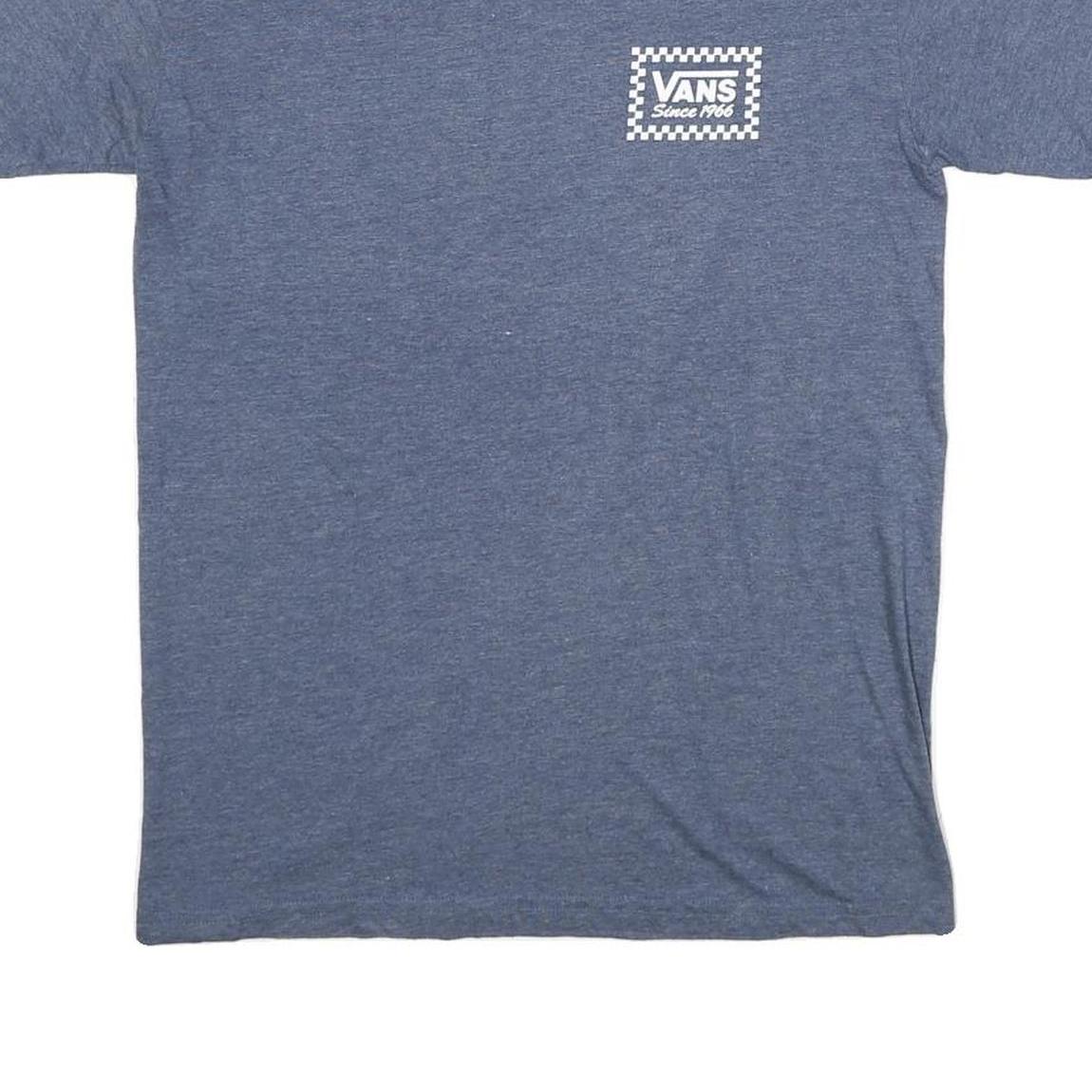 VANS Mens Blue Graphic T-Shirt S Short Sleeve Crew Neck Checkerboard Logo