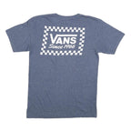 VANS Mens Blue Graphic T-Shirt S Short Sleeve Crew Neck Checkerboard Logo