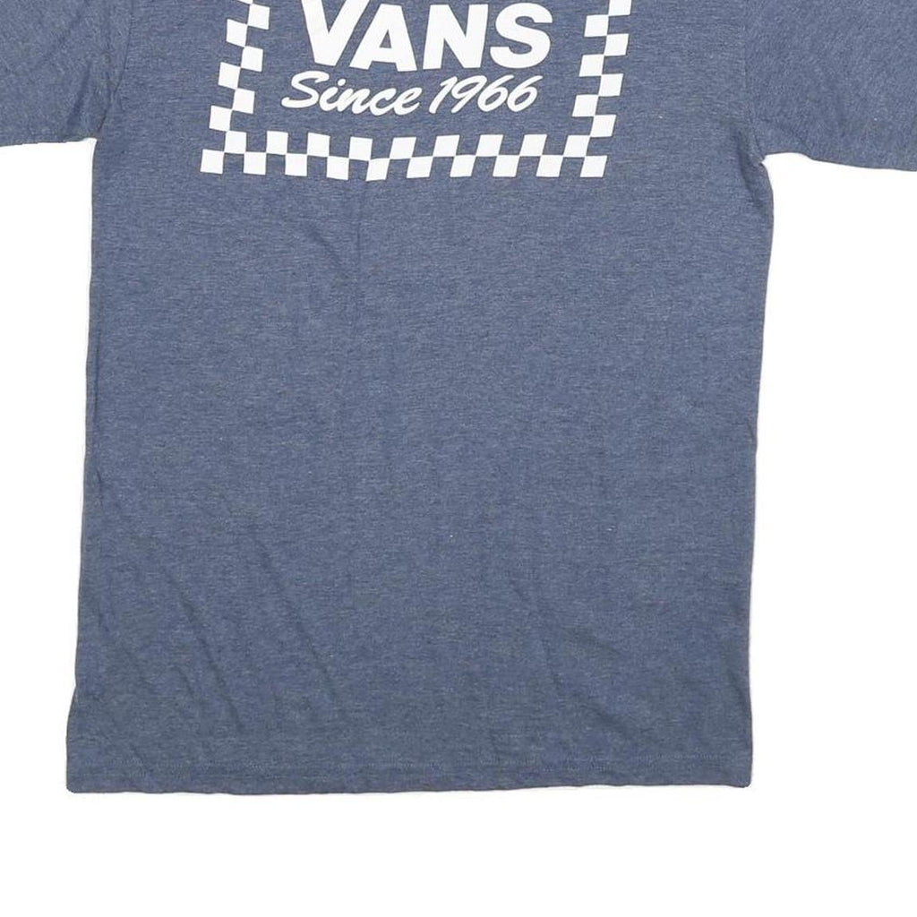VANS Mens Blue Graphic T-Shirt S Short Sleeve Crew Neck Checkerboard Logo