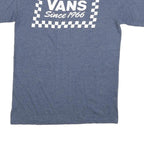 VANS Mens Blue Graphic T-Shirt S Short Sleeve Crew Neck Checkerboard Logo