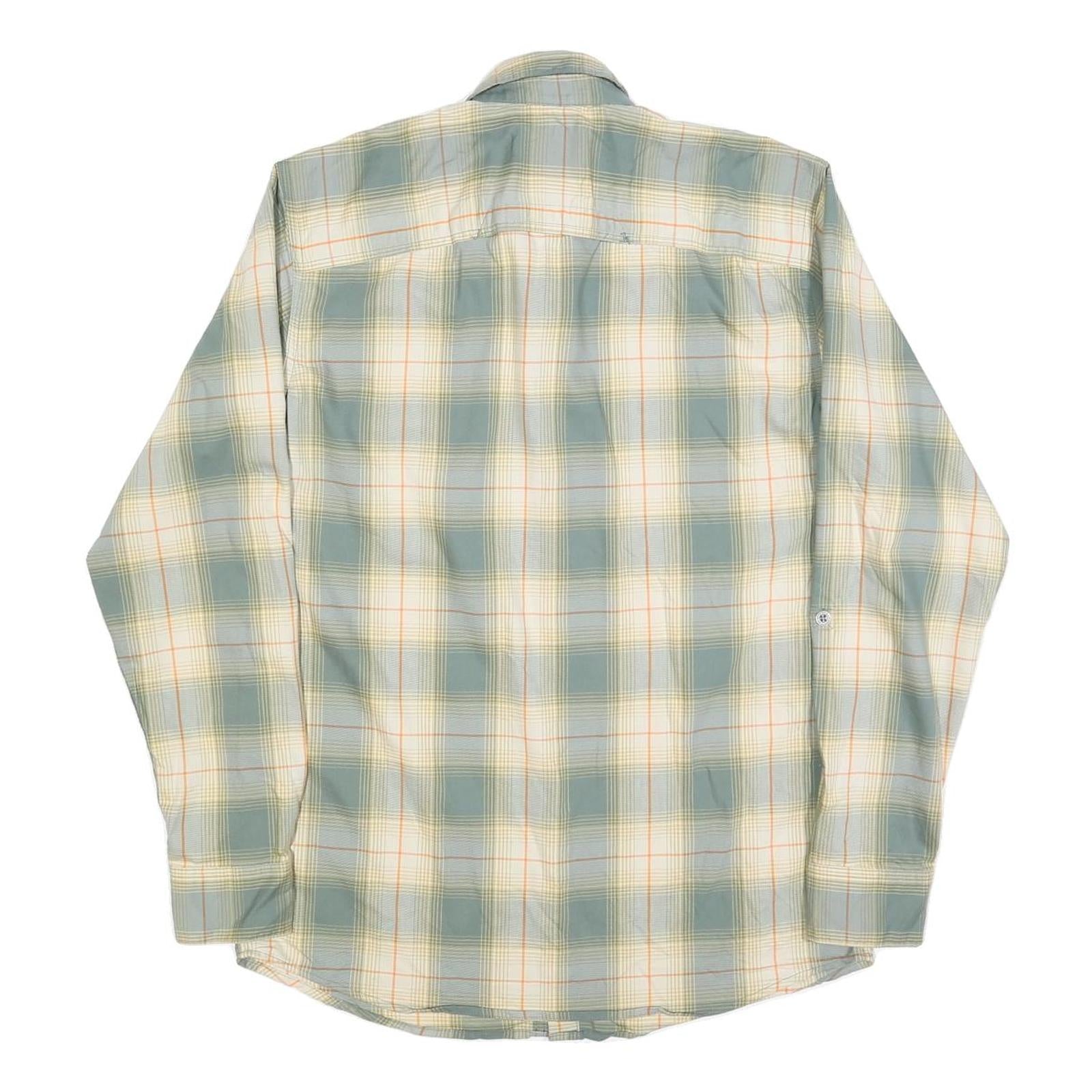 WRANGLER Mens Green & Cream Check Shirt M Cotton Blend Long Sleeve Button