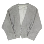 Womens Grey Button Jacket S Polyester Blend Plain Stylish Comfortable