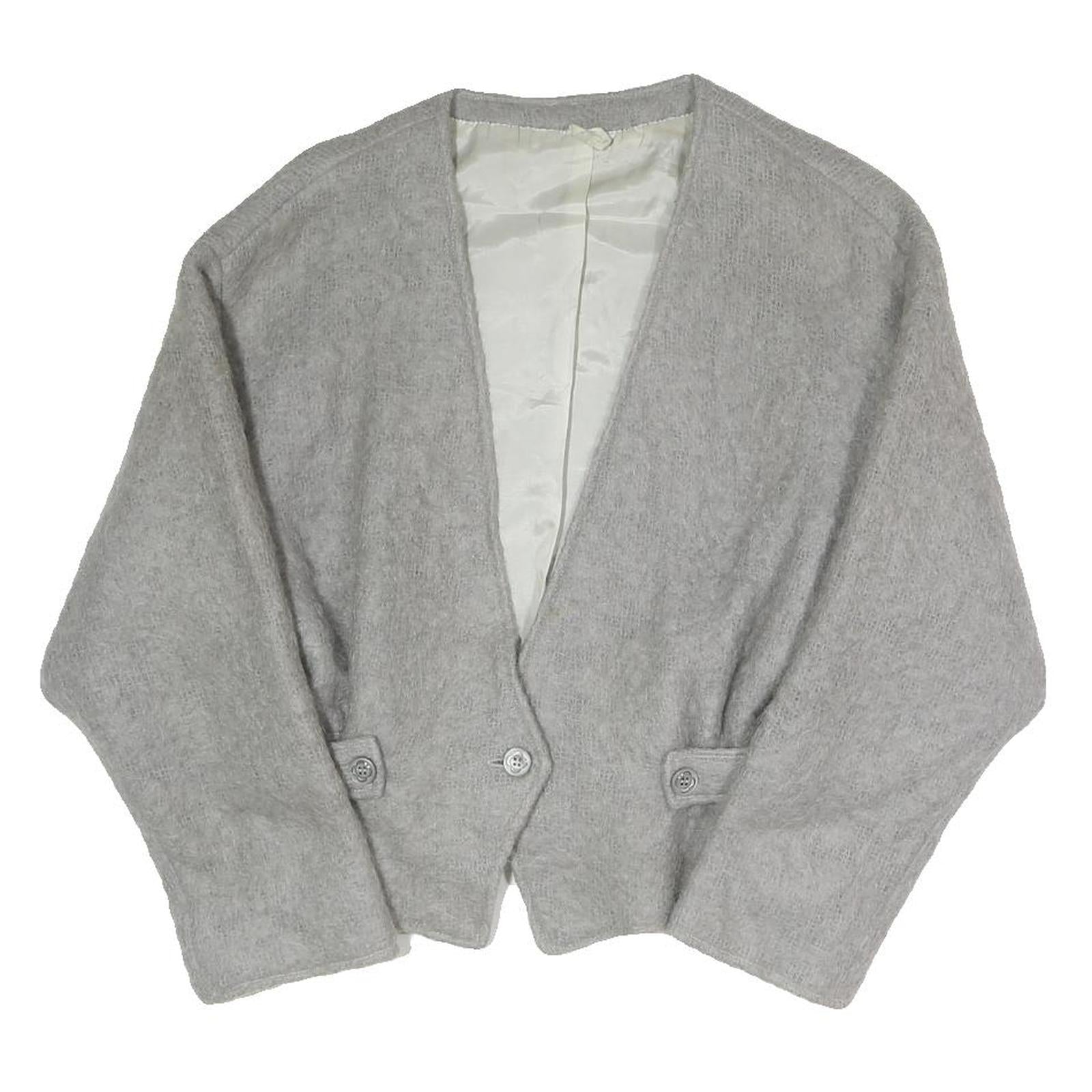 Womens Grey Button Jacket S Polyester Blend Plain Stylish Comfortable