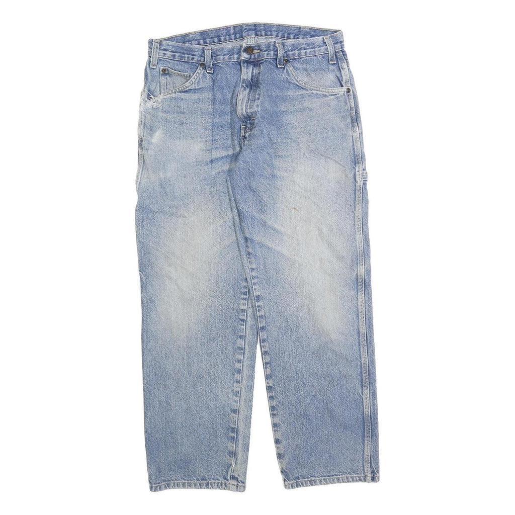 DICKIES Mens Jeans Blue Regular Straight Denim Light W34 L30 Workwear Casual