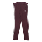 ADIDAS Womens Leggings Maroon & White Slim Tapered UK 12 W27 L27 Cotton Blend