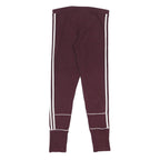 ADIDAS Womens Leggings Maroon & White Slim Tapered UK 12 W27 L27 Cotton Blend