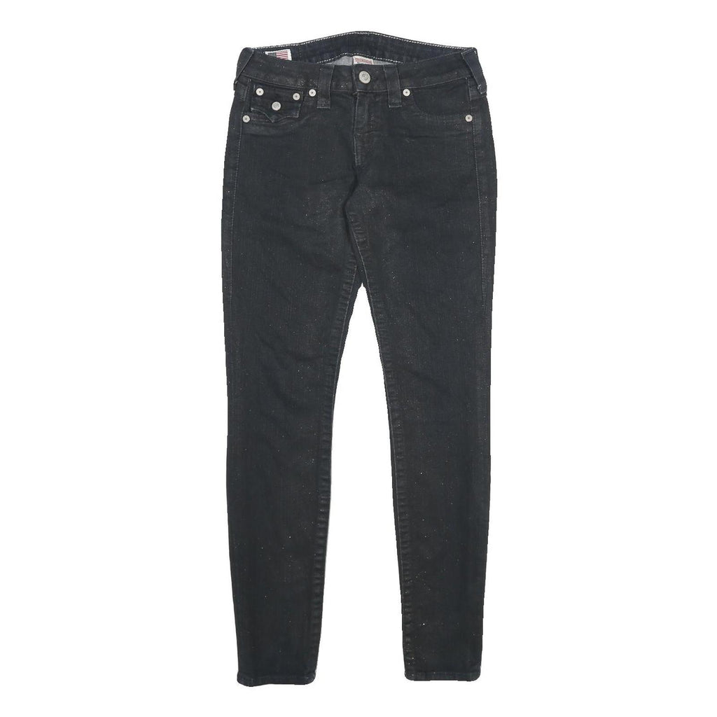 TRUE RELIGION Womens Jeans Black Slim Skinny Denim W26 L30 Stylish Zip Closure