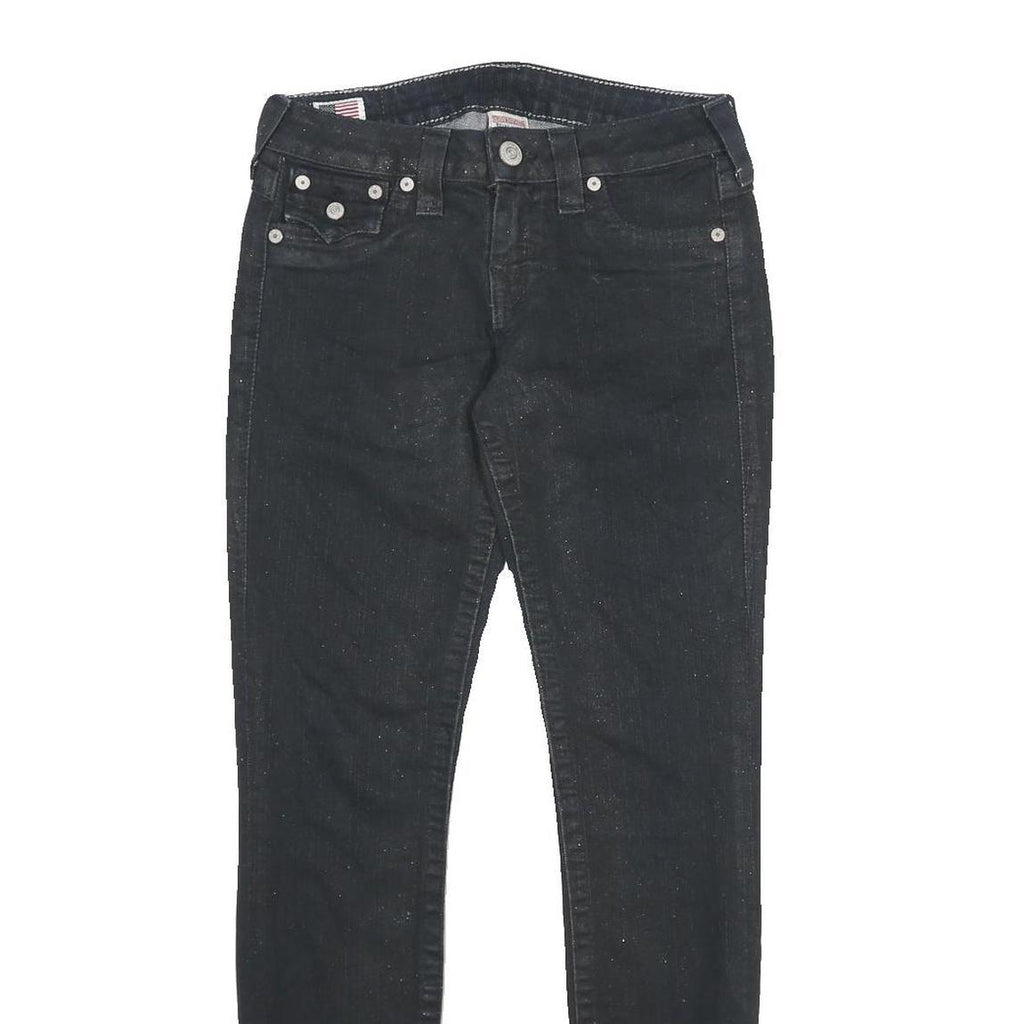 TRUE RELIGION Womens Jeans Black Slim Skinny Denim W26 L30 Stylish Zip Closure