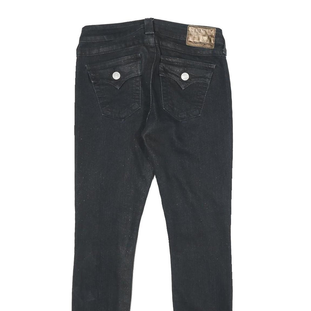 TRUE RELIGION Womens Jeans Black Slim Skinny Denim W26 L30 Stylish Zip Closure