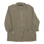 ZARA BASIC Womens Green M Jacket Polyester Blend Plain Zip Casual Outerwear