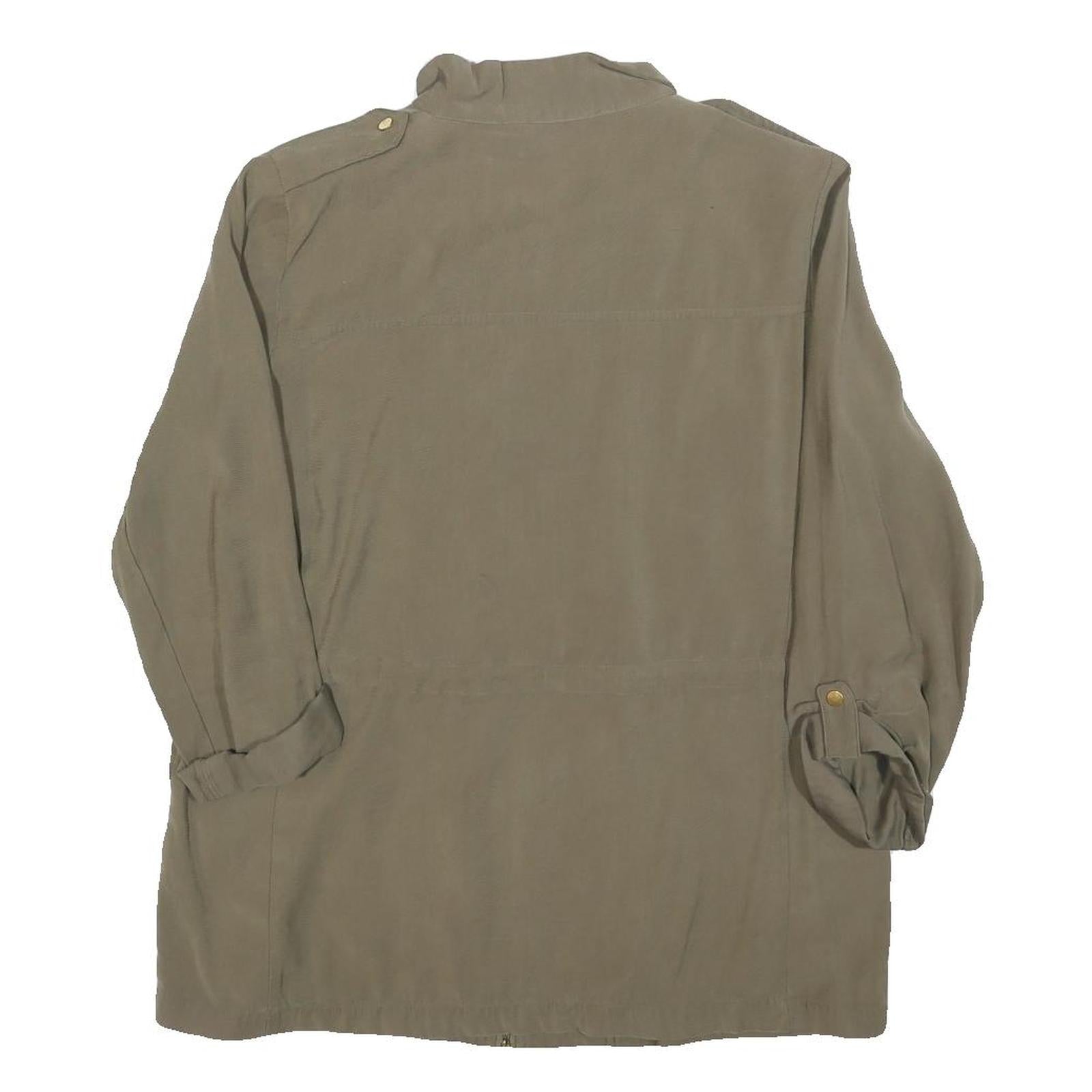 ZARA BASIC Womens Green M Jacket Polyester Blend Plain Zip Casual Outerwear