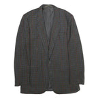 CLUB BRITANNIA Mens Grey & Red Checked Wool Blazer Jacket XL Button Closure
