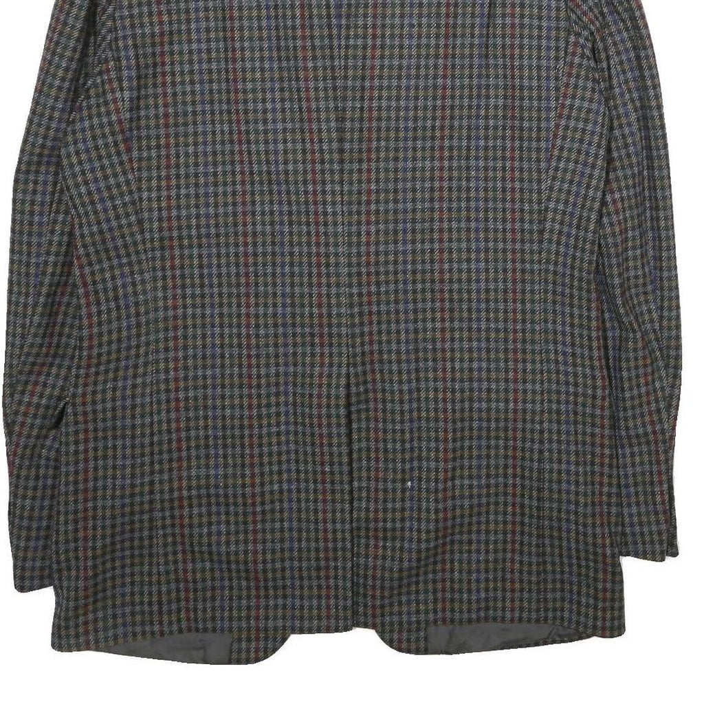 CLUB BRITANNIA Mens Grey & Red Checked Wool Blazer Jacket XL Button Closure