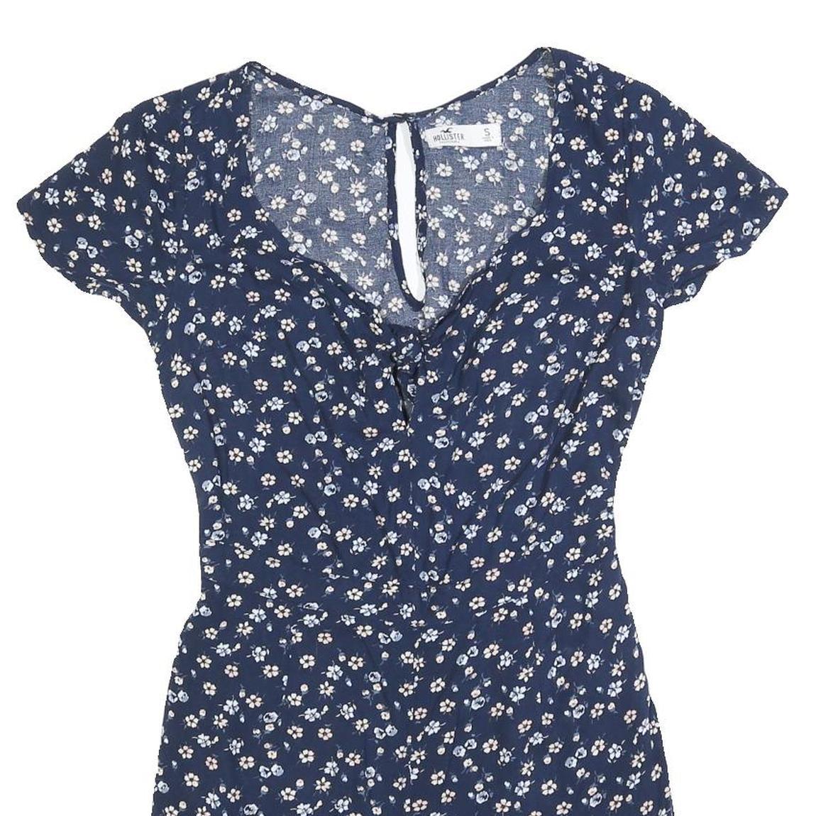 HOLLISTER Womens Blue Floral Playsuit Cotton Blend S Summer Casual
