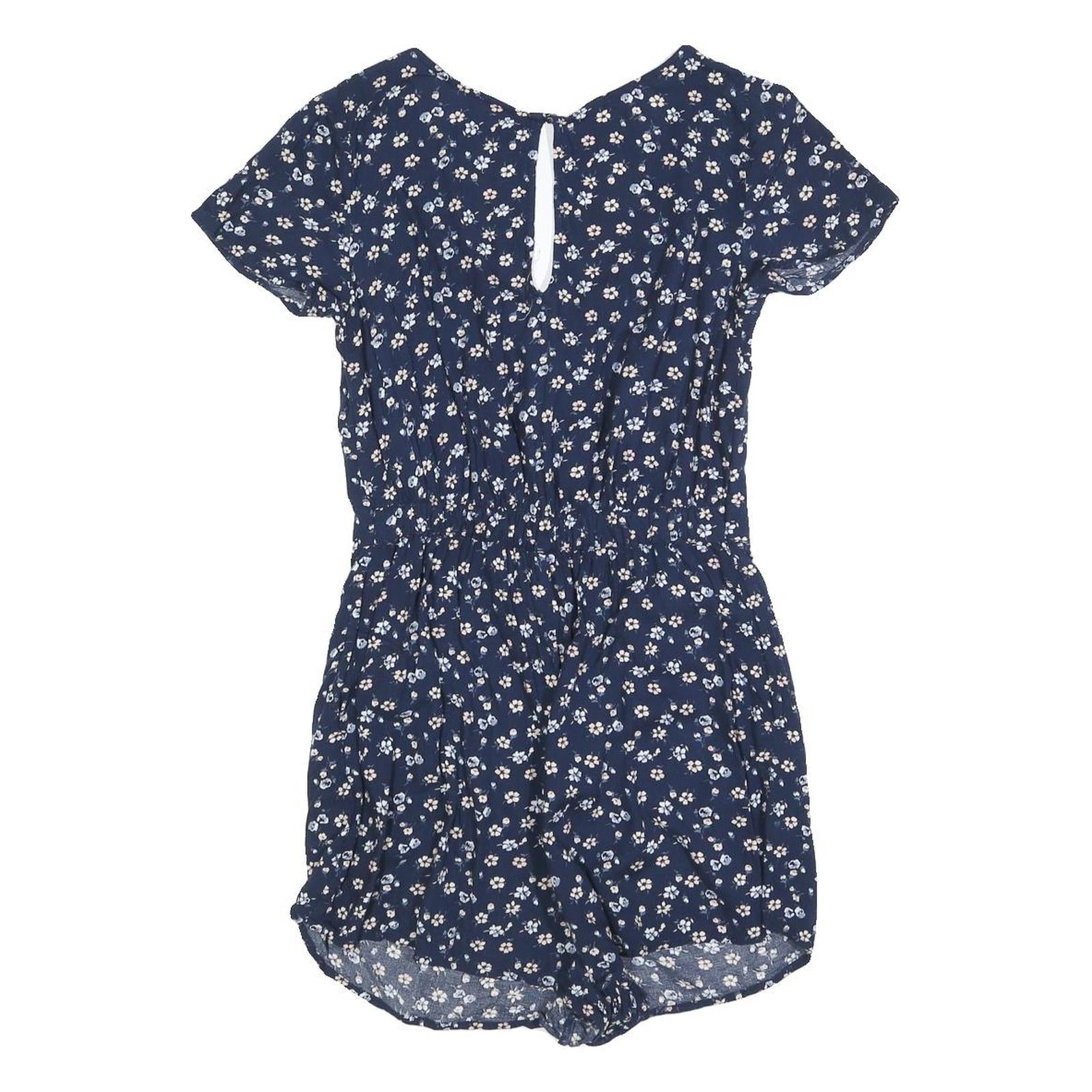 HOLLISTER Womens Blue Floral Playsuit Cotton Blend S Summer Casual