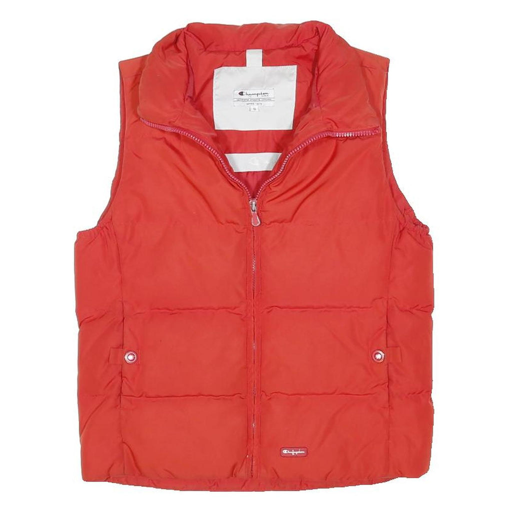 CHAMPION Womens Red S Polyester Blend Quilted Gilet Jacket Zip Casual Wear