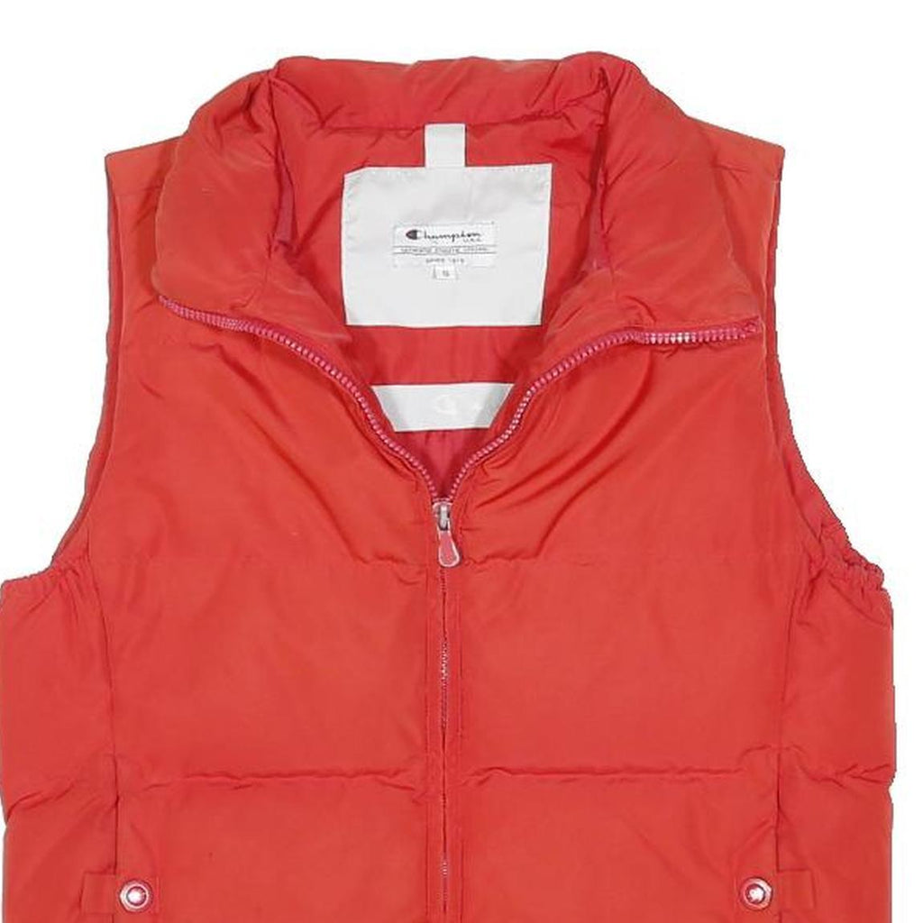 CHAMPION Womens Red S Polyester Blend Quilted Gilet Jacket Zip Casual Wear