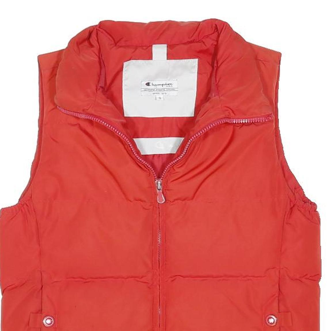 CHAMPION Womens Red S Polyester Blend Quilted Gilet Jacket Zip Casual Wear