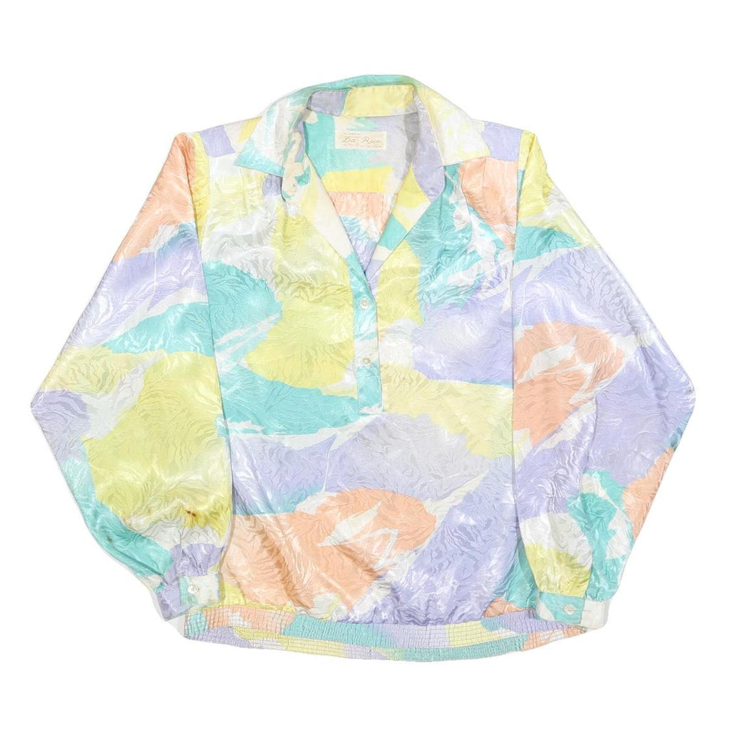 DA-ROU Womens Pastel Colourblock Long Sleeve Collared Polyester Blend Top M