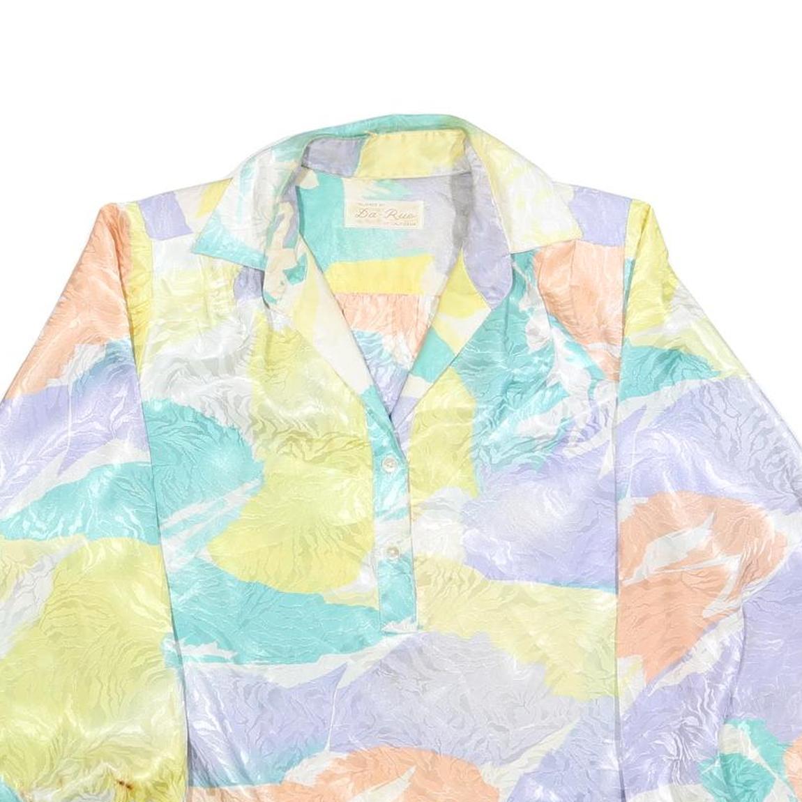 DA-ROU Womens Pastel Colourblock Long Sleeve Collared Polyester Blend Top M