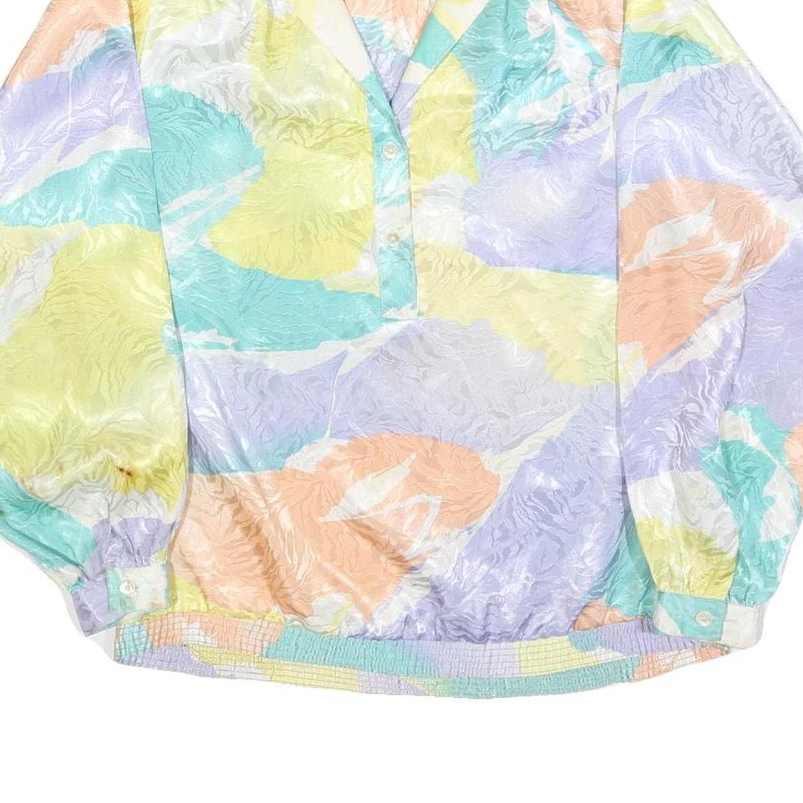 DA-ROU Womens Pastel Colourblock Long Sleeve Collared Polyester Blend Top M