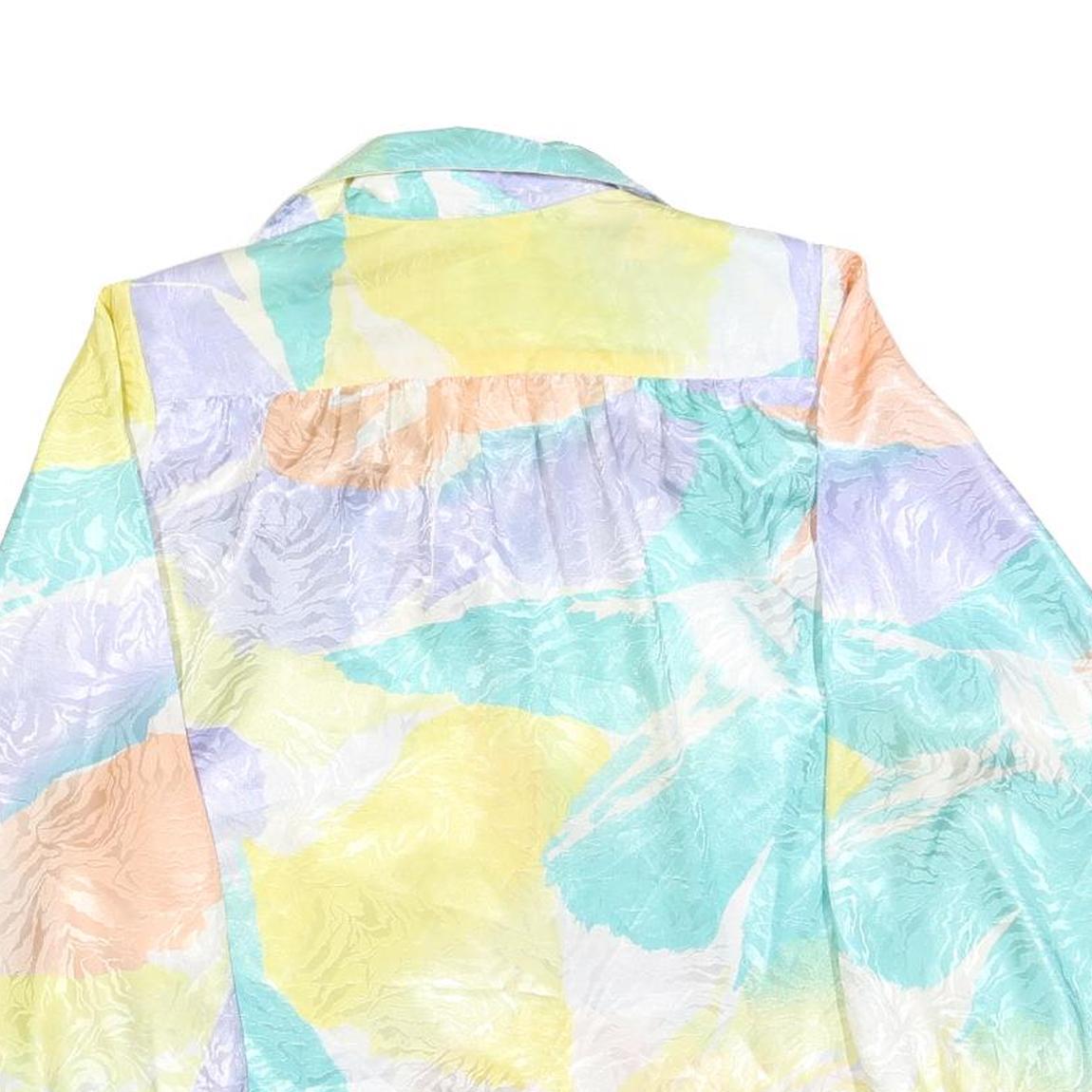 DA-ROU Womens Pastel Colourblock Long Sleeve Collared Polyester Blend Top M