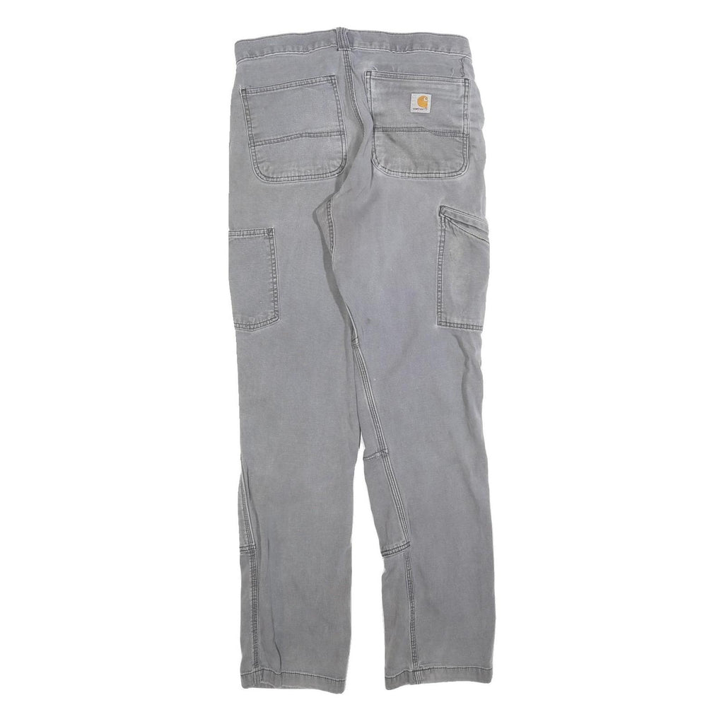 CARHARTT Mens Cotton Blend Grey Relaxed Straight Trousers W31 L34 Workwear Zip