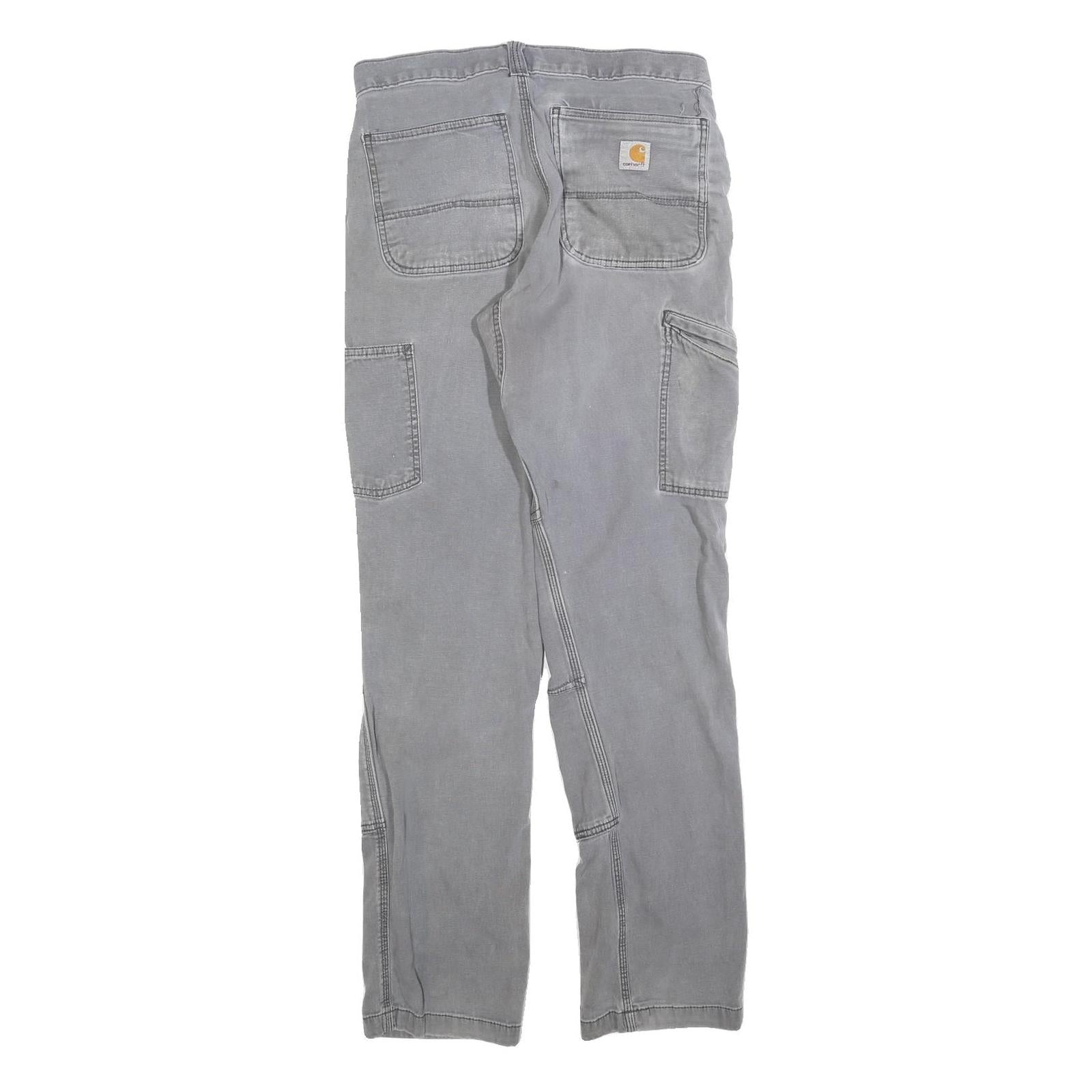 CARHARTT Mens Cotton Blend Grey Relaxed Straight Trousers W31 L34 Workwear Zip