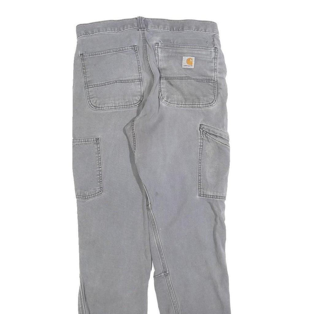 CARHARTT Mens Cotton Blend Grey Relaxed Straight Trousers W31 L34 Workwear Zip