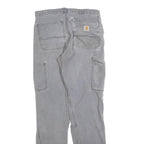 CARHARTT Mens Cotton Blend Grey Relaxed Straight Trousers W31 L34 Workwear Zip