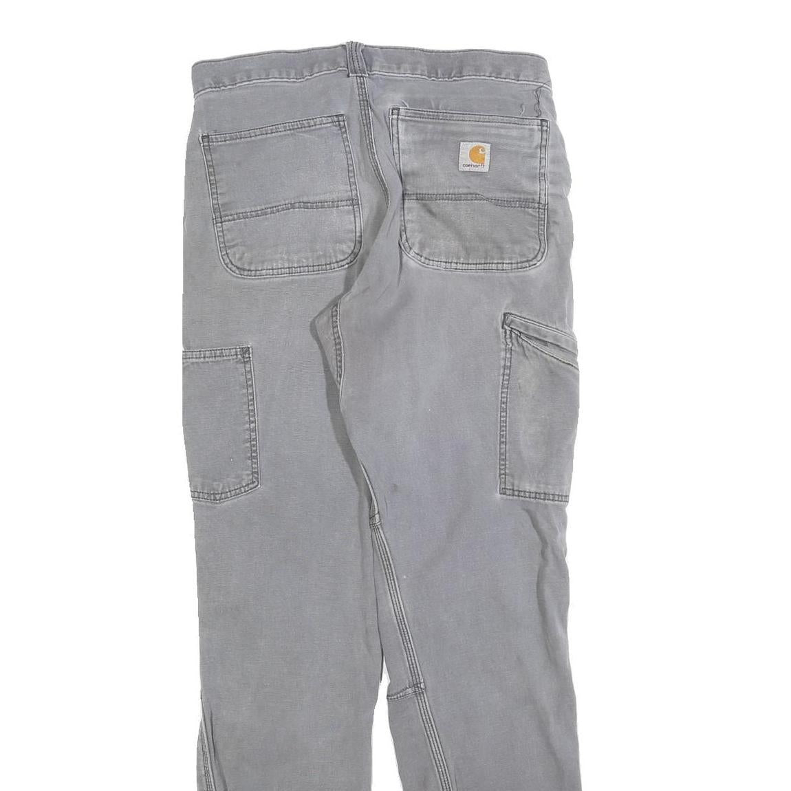 CARHARTT Mens Cotton Blend Grey Relaxed Straight Trousers W31 L34 Workwear Zip