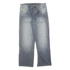 ALAN MANOUKIAN Womens Relaxed Wide-Leg Denim Medium Wash W34 L32 Casual Cotton