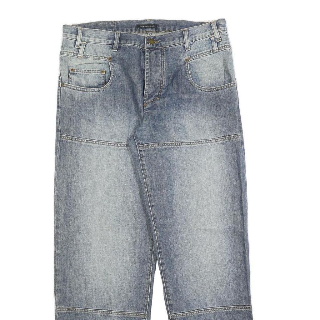 ALAN MANOUKIAN Womens Relaxed Wide-Leg Denim Medium Wash W34 L32 Casual Cotton