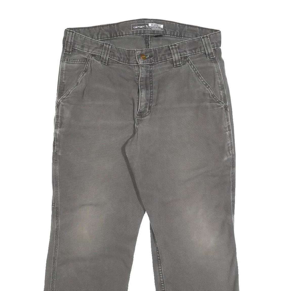 CARHARTT Mens Relaxed W32 L28 Cotton Blend Grey Workwear Trousers Zip Closure