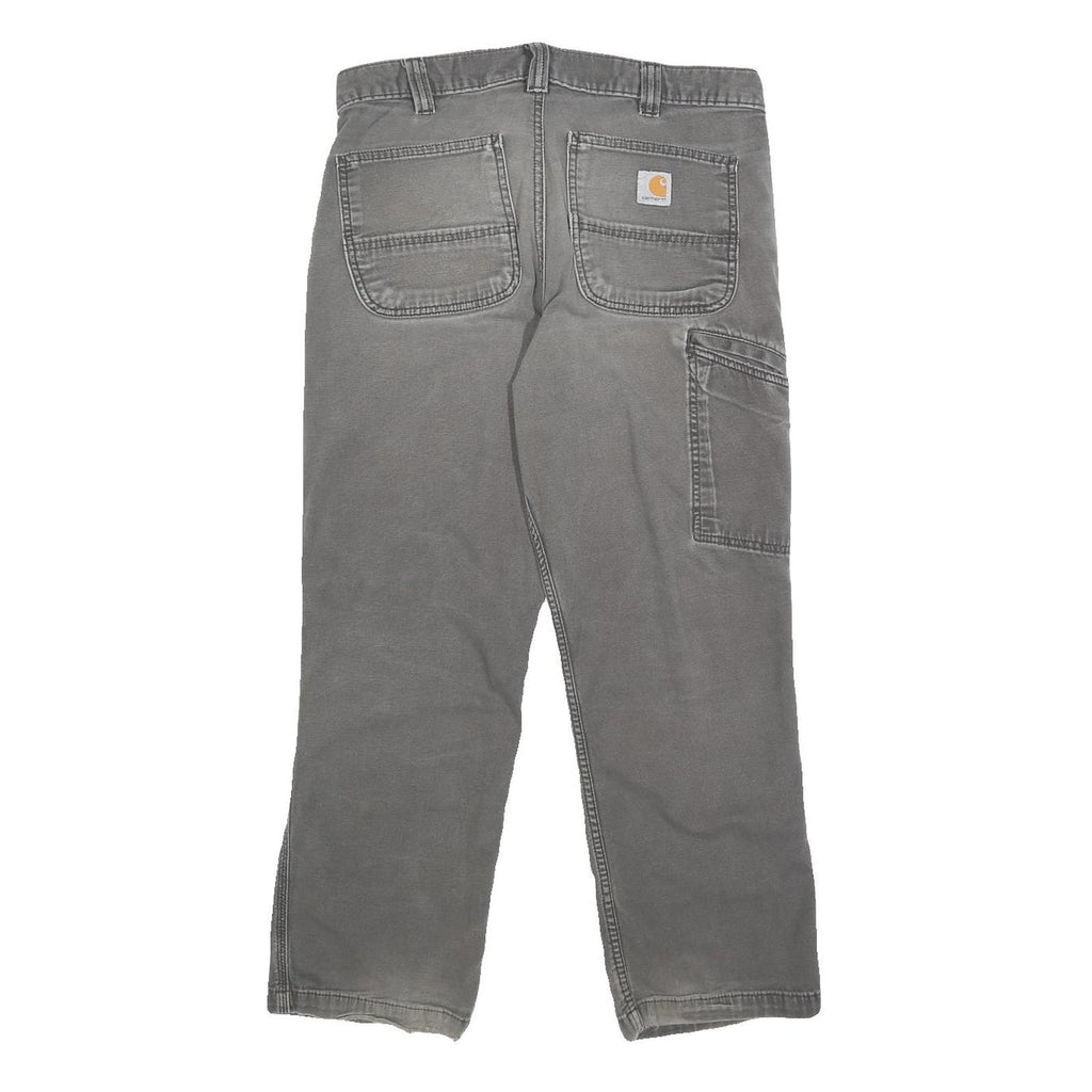 CARHARTT Mens Relaxed W32 L28 Cotton Blend Grey Workwear Trousers Zip Closure