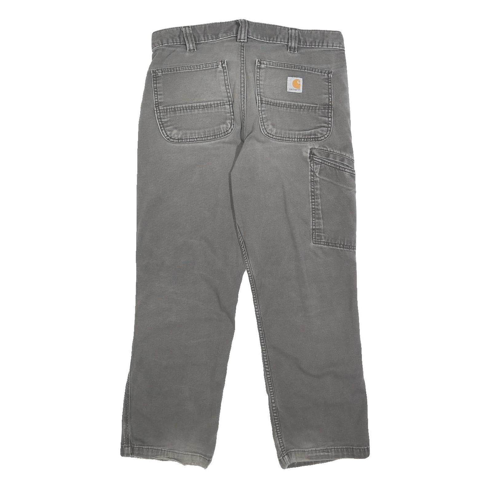 CARHARTT Mens Relaxed W32 L28 Cotton Blend Grey Workwear Trousers Zip Closure