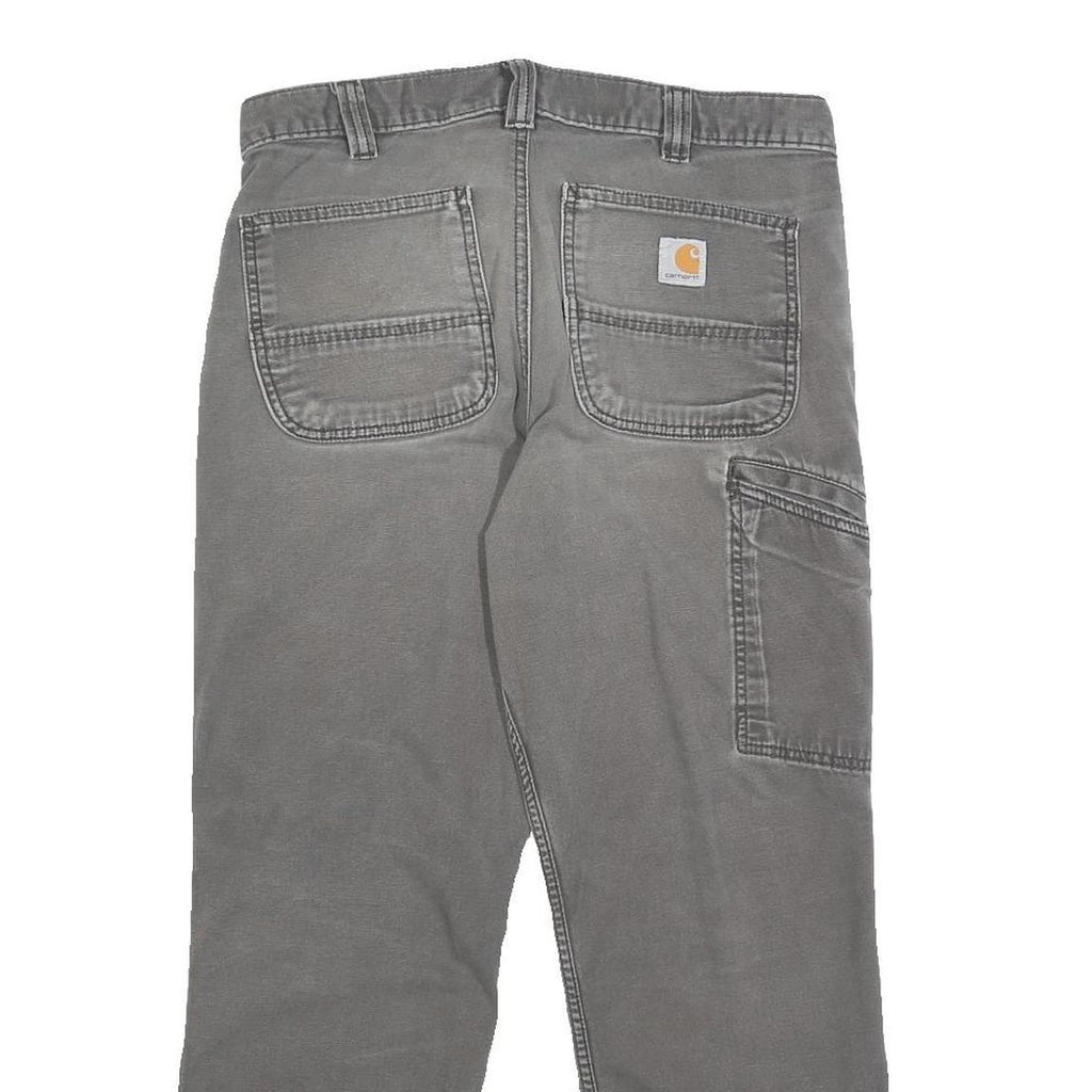 CARHARTT Mens Relaxed W32 L28 Cotton Blend Grey Workwear Trousers Zip Closure