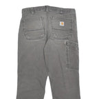 CARHARTT Mens Relaxed W32 L28 Cotton Blend Grey Workwear Trousers Zip Closure