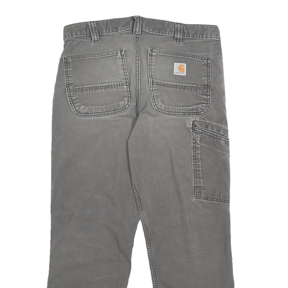 CARHARTT Mens Relaxed W32 L28 Cotton Blend Grey Workwear Trousers Zip Closure