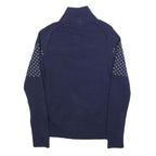 TOMMY HILFIGER Mens Blue Patterned Wool Blend Jumper Button Neck Tight Knit M