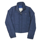 ABERCROMBIE & FITCH Womens Navy Blue Puffer Jacket L Polyester Blend Zip Casual
