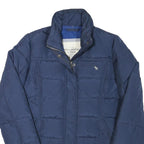 ABERCROMBIE & FITCH Womens Navy Blue Puffer Jacket L Polyester Blend Zip Casual
