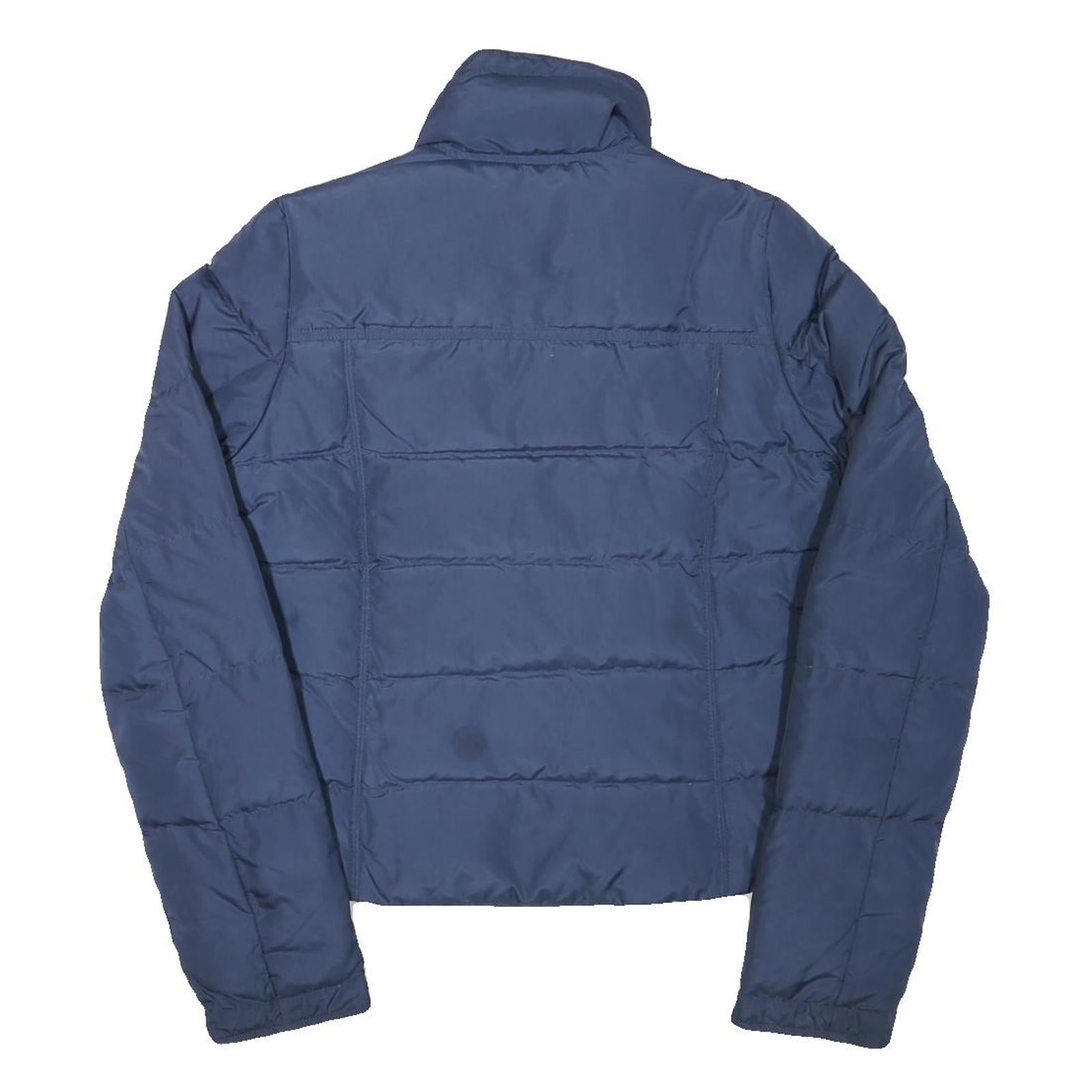 ABERCROMBIE & FITCH Womens Navy Blue Puffer Jacket L Polyester Blend Zip Casual