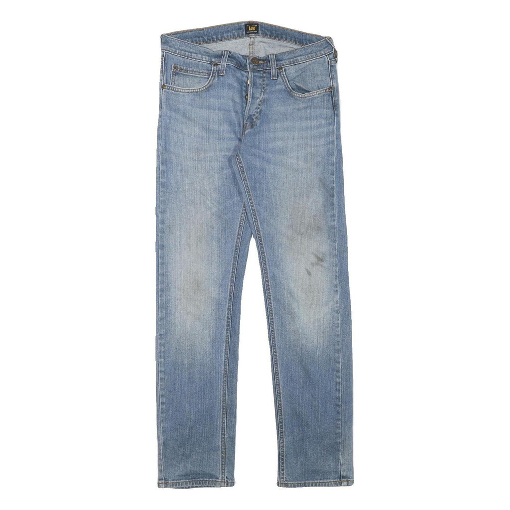 LEE Mens Light Blue Regular Fit Straight Denim Jeans W30 L30 Button Closure