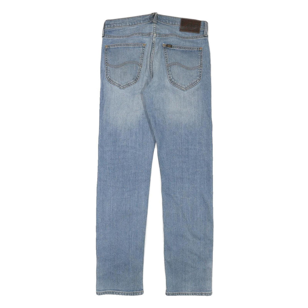 LEE Mens Light Blue Regular Fit Straight Denim Jeans W30 L30 Button Closure