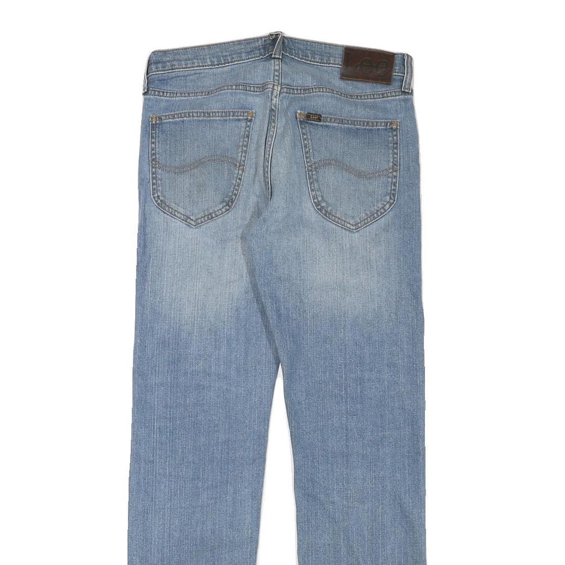 LEE Mens Light Blue Regular Fit Straight Denim Jeans W30 L30 Button Closure