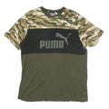 PUMA Mens Green & Camouflage Graphic T-Shirt L Short Sleeve Crew Neck Cotton